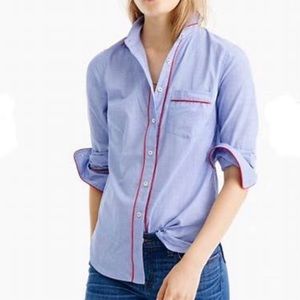 J. Crew Button Down Pajama Style Shirt with Tipping Size 0
